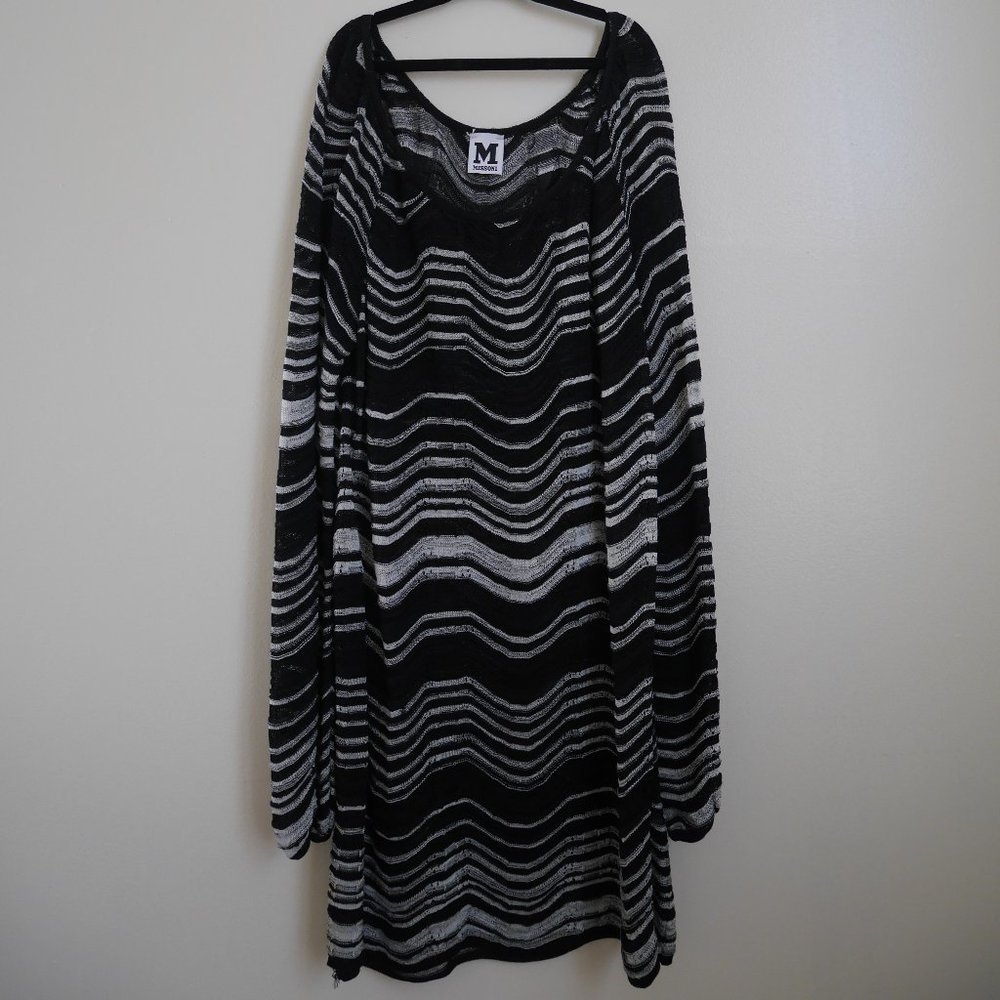 Missoni black and white chevron knit mini dress